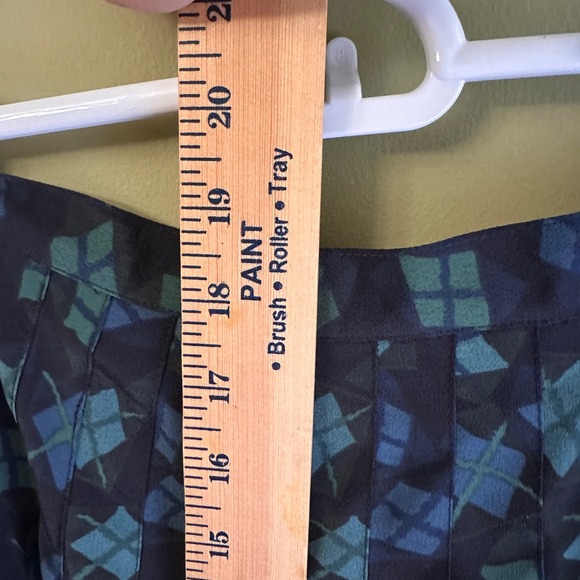 Express Vintage Pleated Skirt Diamond Print Blue 11/12 Argyle Preppy Academia - Picture 5 of 9